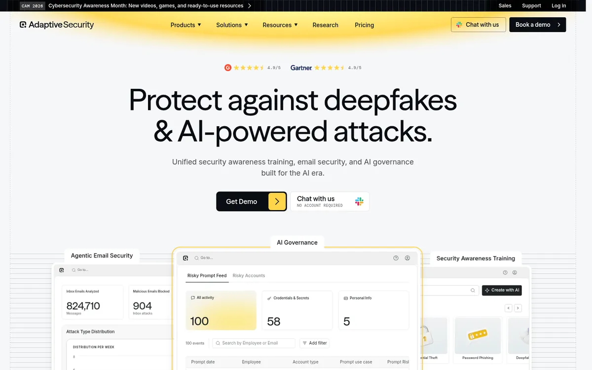 Adaptive Security homepage