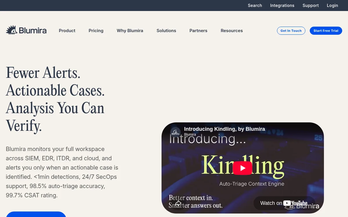 Blumira homepage