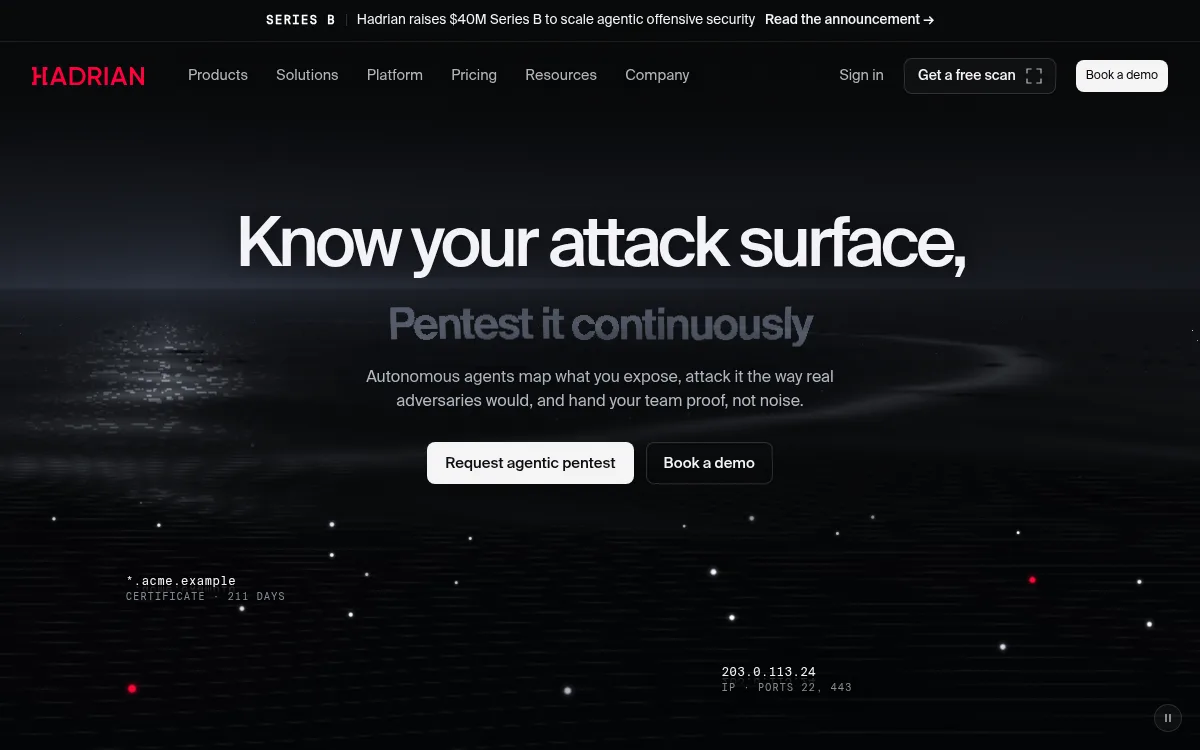 Hadrian homepage