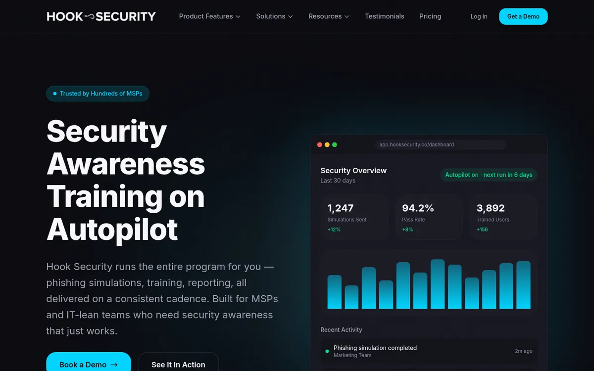 Hook Security homepage