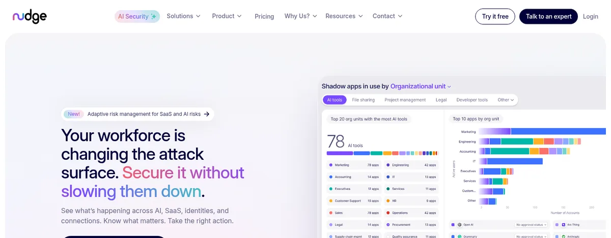 Nudge Security homepage