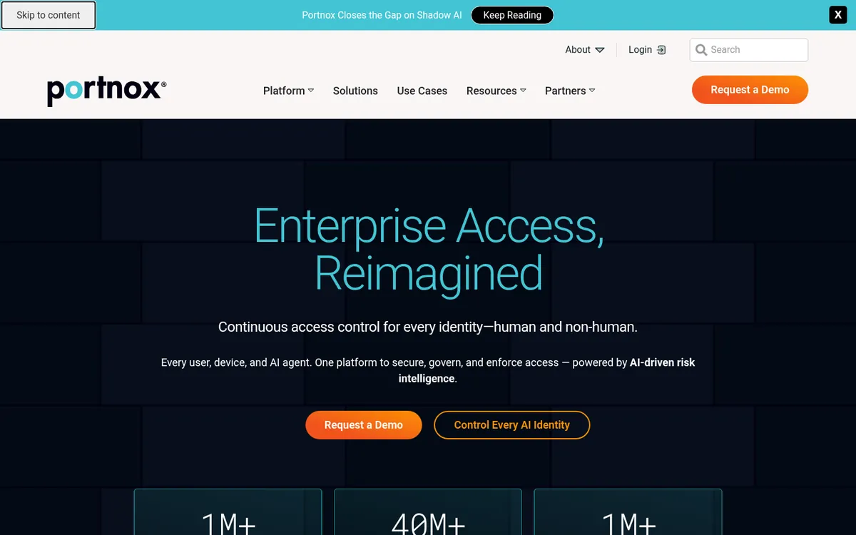 Portnox homepage
